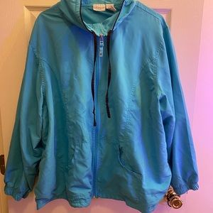 blue rain jacket